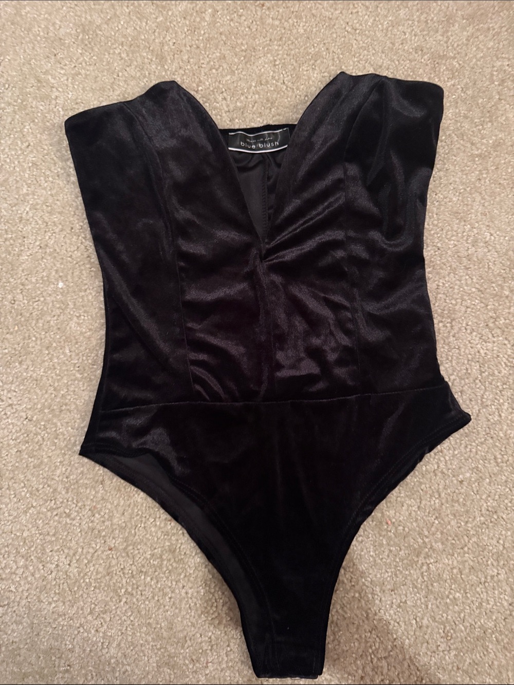 Blue Blush Black Velvet Girls' One-Piece Bodysuit